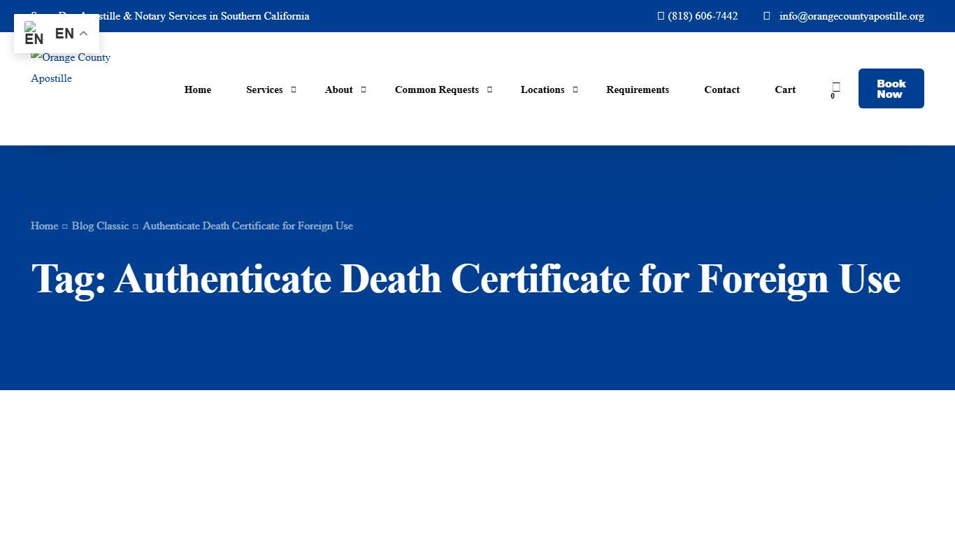 Authenticate Death Certificate for Foreign Use Archives - Orange County Apostille