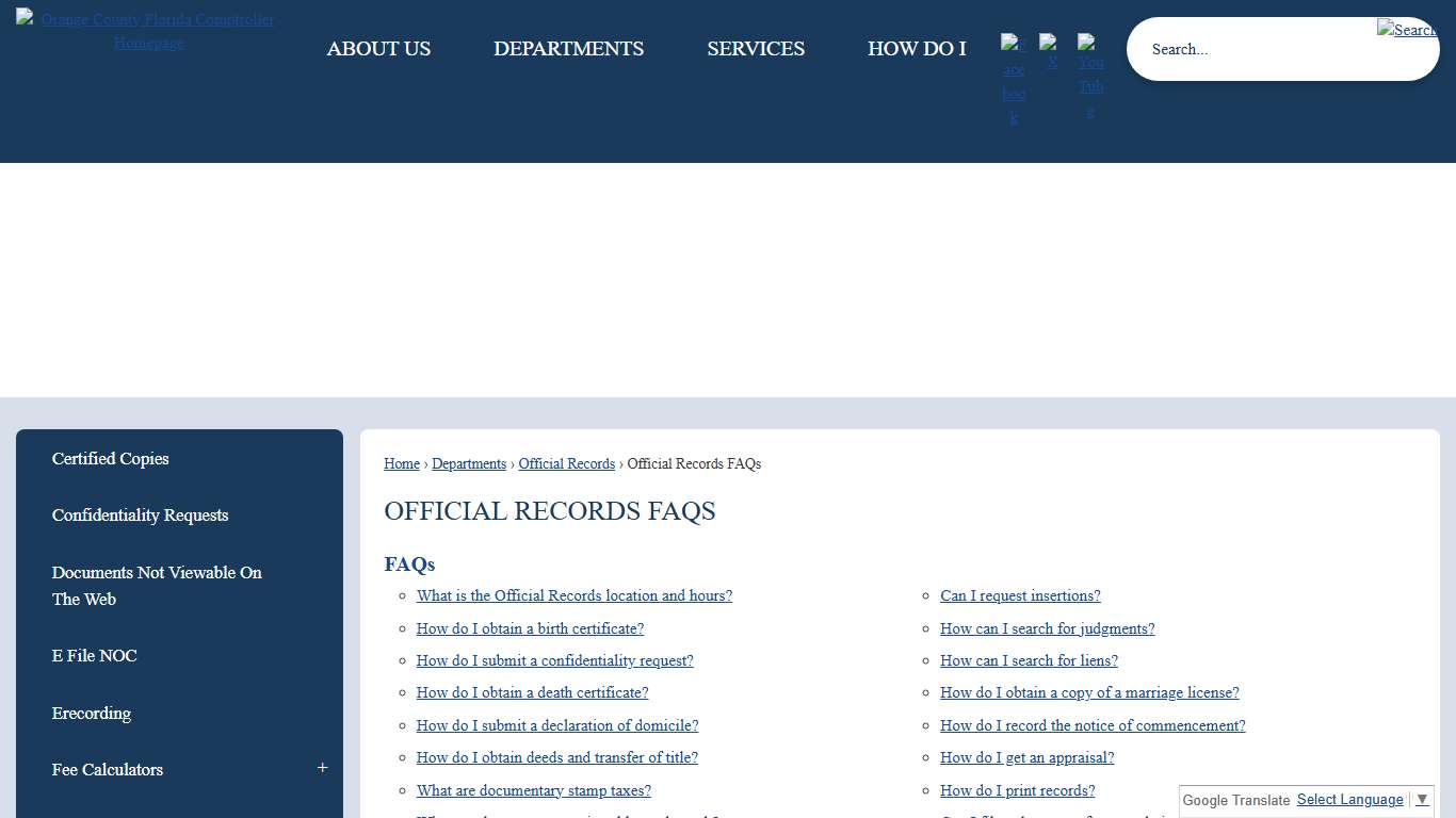 Official Records FAQs | Orange County Comptroller, FL
